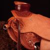 Douglas 38 Wade - tree by Rick Reed, 15 and 1/4 inch seat, Gullet - 7 and 1/2 inch by 6 and 1/4 inch by 4 inch, Horn 3 inch round, 90 degree bars, 7/8ths flat palte riggin, Cheyenne Roll, Sheridan Style Floral Carving bordered with Vaquero Lace.